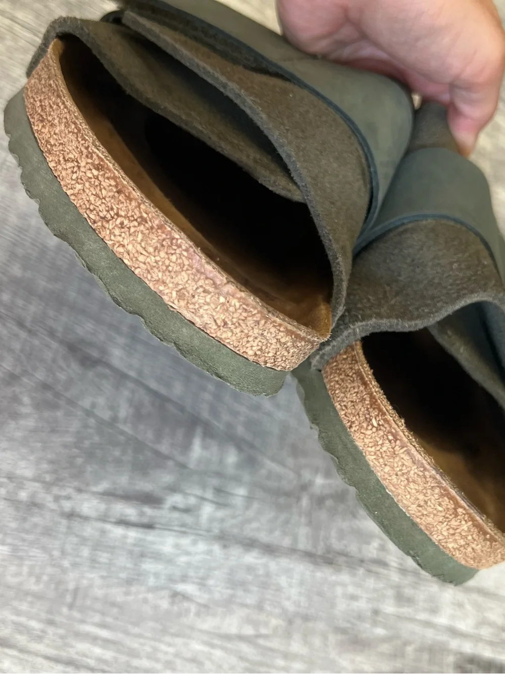 Birkenstock Olive Green Suede Slide Sandals